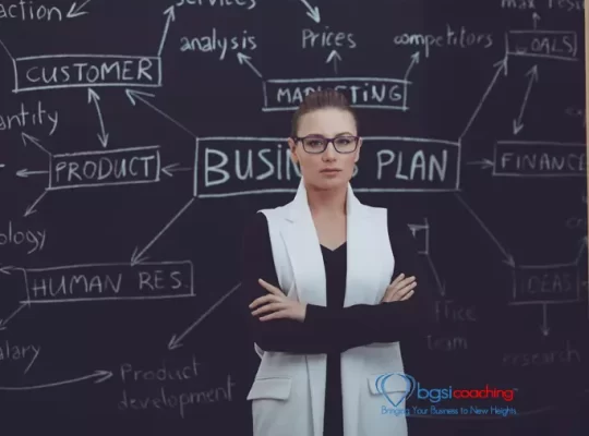 BGSICoaching - business coach | woman standing in front of chalkboard with words written on it