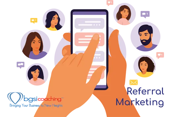 Refer A Friend Concept With Cartoon Hands Holding A Phone With A List Of Friends Contacts. Referral Marketing Strategy Banner