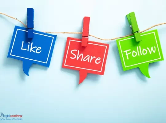 Like share follow bubble with clip hanging on the line with blue background.
