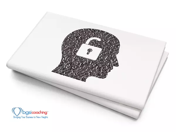 Pixelated black Head With Padlock icon on Blank Newspaper background